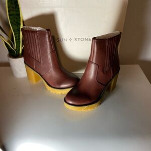 Sun + Stone Women's Brown Heeled Boots